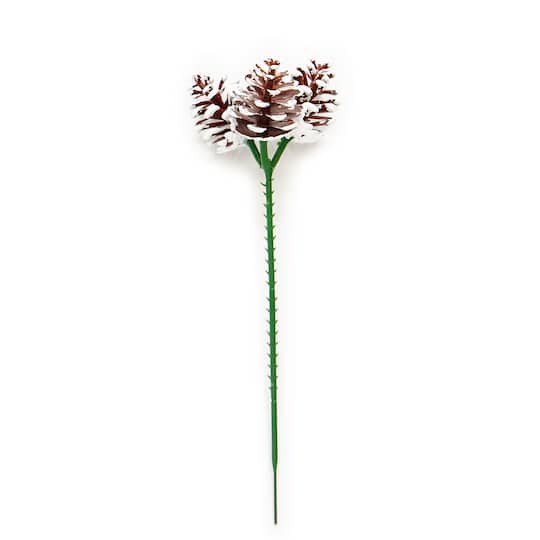 8" White Tip Plastic Pinecone Christmas Picks, 24ct.